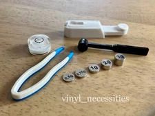 Turntable Cartridge Gauge Set, Guauge, Tweezers, Stylus Brush & Mini Level