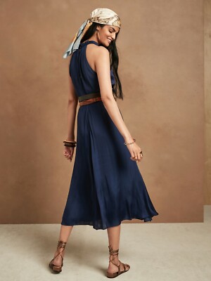 knee length dresses for ladies Pre-Loved BR Banana Republic Women's Bias-Cut Satin Midi Dress Black Size L   Elle & Beck