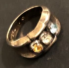 STERLING SILVER 925 Lot Ring Q9 Sz 4 Dainty Gold plated 3 Stone Fashion Vintage