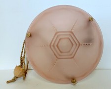 Vasca Lustre Vetro Satinato Rosa Firmato CSR Francia Art Deco