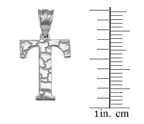 Sterling Silver Nugget Initial Pendant Necklace - Picture 69 of 78