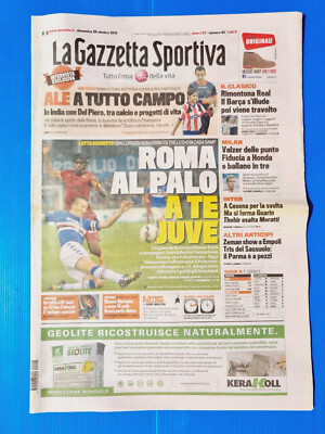 GAZZETTA DELLO SPORT 26 OTTOBRE 2014 DEL PIERO-SAMPDORIA-CAGLIARI-SASSUOLO