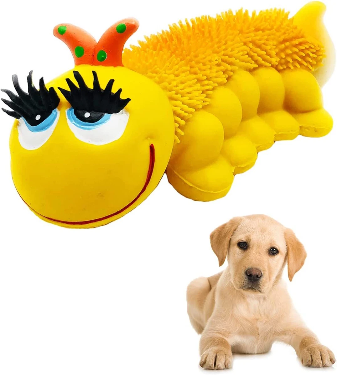 Sensory Caterpillar - Squeaky Dog Toys - Soft, Natural Rubber (Latex) 1  Pack