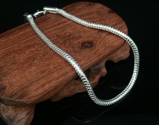 925 Silver plated Snake Link Chain Charm Bracelet Anklet Rope Ladies