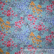 BonEful Fabric FQ Cotton Quilt White Pink Blue Yellow Calico Flower Small Little