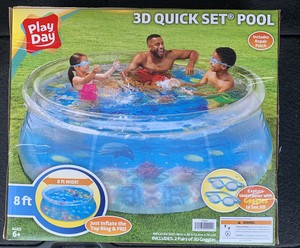Play Day Inflatable Aquarium Swimming Pool 8' 3D Clear Quick Set w/ 3D Goggles 711181669930 | eBay