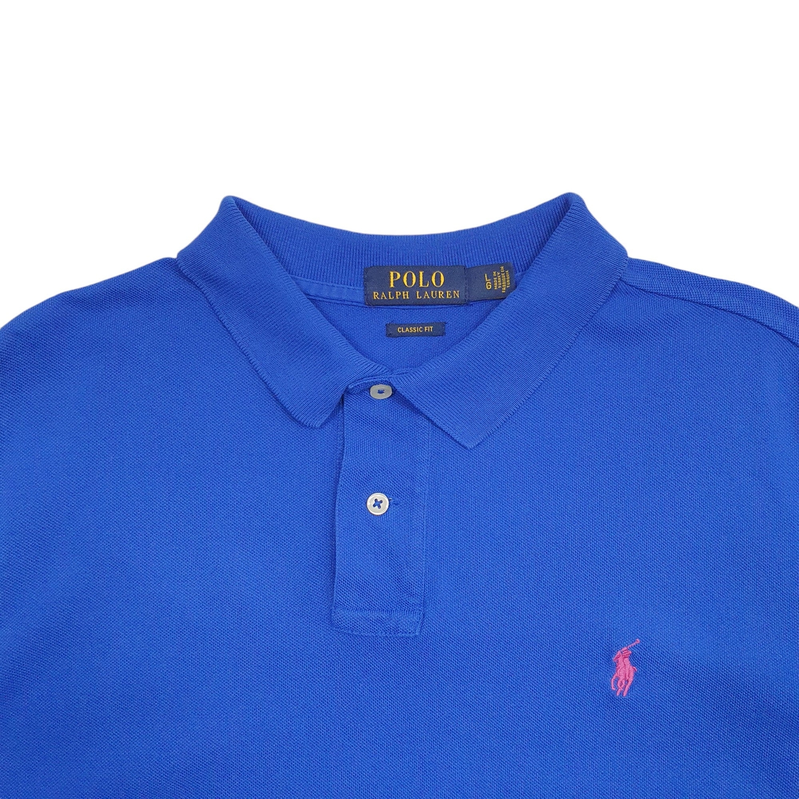 POLO RALPH LAUREN Blue Polo Shirt Classic Fit Short Sleeve Cotton Mens L image 2