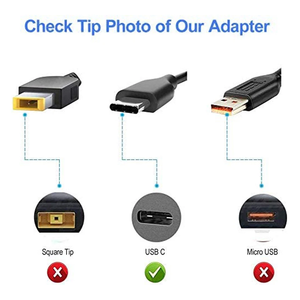Lot USB C/Type-C Power Adapter Universal Charger for Lenovo/ASUS/Acer/Dell/Apple - Image 2 of 4