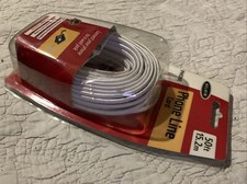 NEW 50 FT FOOT TELEPHONE PHONE EXTENSION CORD CABLE LINE WIRE WHITE RJ11 MODULAR