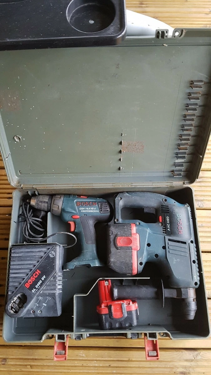 Bosch GBH 24V Cordless Hammer Drill SDS And GSR14.4V Dill 2x Battery charger