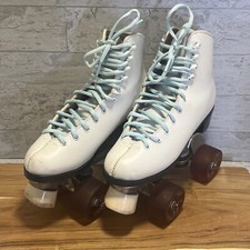 Vintage Dominion Canada Roller Skates Size 5 White Leather Legend USA Wheels
