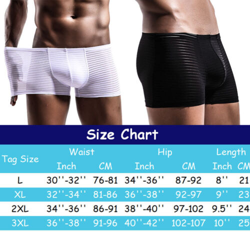 1/2/3 PCS Men Stretch Boxer Brief Trunks U Pouch Boxers Shorts Stripe Underpants - Picture 2 of 20