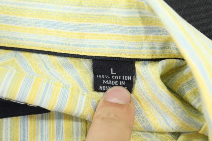 Indigo Palms Demin Co. Para hombres Grande Vertical Rayas Abotonadas Amarillo/Azul Foto 4 de 4