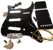 Black Stratocaster® Pickguard 3 Ply SSS 11 Hole ~ MIJ