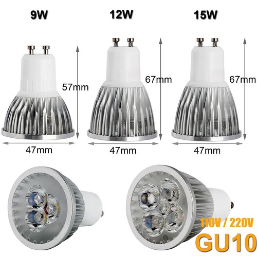 LED Spotlight Light Bulbs MR16 12V GU10 E27 E14 GU5.3 220V 9W 15W Silver Lamps - Picture 16 of 18