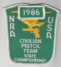 NRA Civilian Pistol Team Tournament Beautiful Embroidered Patch with 1986 Patch