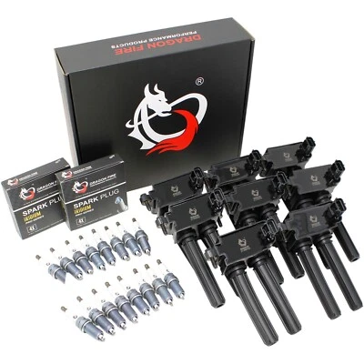 DRAGON FIRE Set Coils IRIDIUM Spark Plugs For 08-19 Dodge Jeep Ram LZFR5CI-11 - Bild 1 von 4
