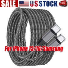60W USB-C to USB-C Cable Fast Charger lot PD Nylon Cord For iPhone 16 Samsung