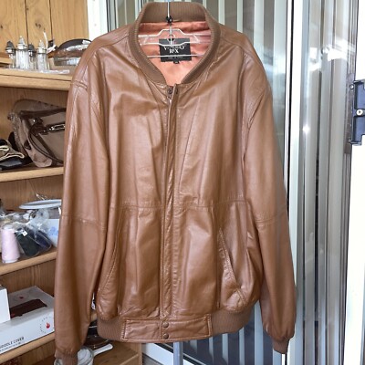 VITTORIO REX Men's Brown Italian Leather Bomber Jacket Size 46 EUC