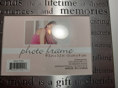 FRIENDS FOREVER Metal Pewter Silver Photo Picture Frame Embossed New Has Scratch - Picture 8 of 23