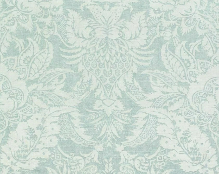 Thibaut Curtain Fabric 'CHARDONNET DAMASK' 2.7 METRES (270cm) AQUA Linen Blend - Image 4 of 4