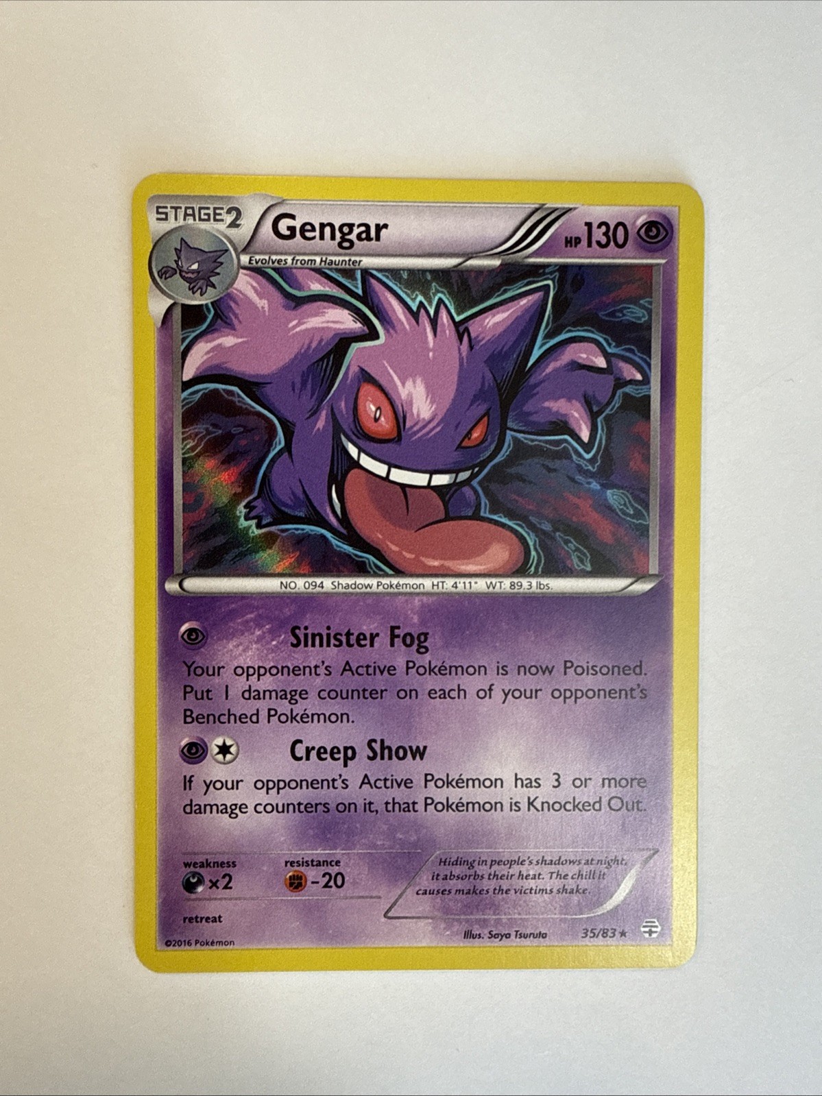 Pokémon Gengar TCG Reverse Holo Rare Card 35/83 Generations LP
