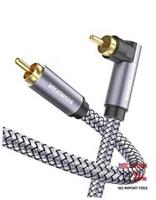 90 Degree Subwoofer Cable,Right Angle RCA Cable 10ft/3M 90 Degree RCA to RCA