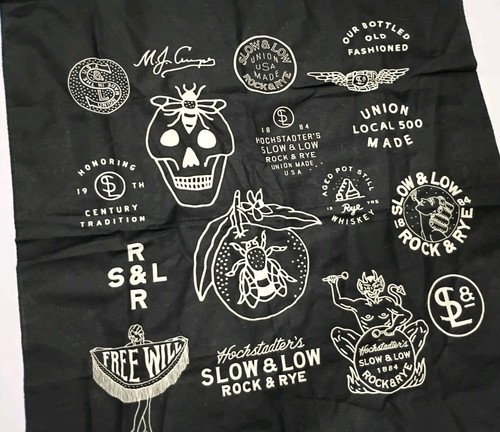 Hochstadter’s Slow & Low 1884 Rock & Rye Whiskey Hanky Bandana Handkerchief Devi