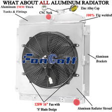 3 Row Radiator Shroud Fan Fit 47-54 Chevy Truck 3100 3600 3800 3900 Pickup 3.8l