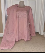 Victoria Secret Pink Pink Bling Long Sleeve Tee Classic Pant Set XL       