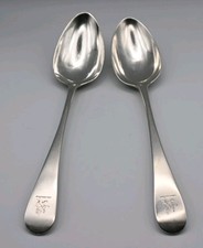 Antique Georgian Solid Silver Dessert Spoons Pair 2 C1792 67g  Crest George III 