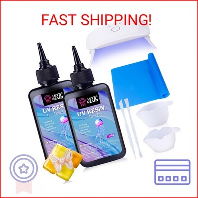 LET'S RESIN UV Resin with Light,Upgraded 200g Crystal Clear&Low Odor,UV Light,Si