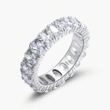 Oval Cut Simulated Diamond Full Eternity Ring 925 Sterling Silver