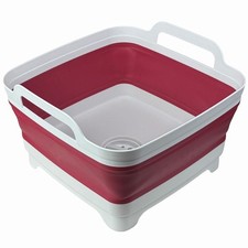 Collapsible Wash Basin 9L, Foldable Dish Tub with Drain Plug, Portable Collap...