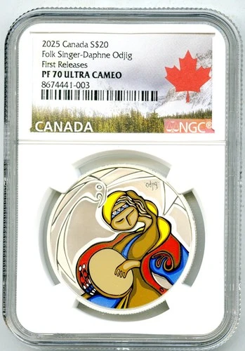 2025 $20 CANADA 1OZ SILVER NGC PF70 UCAM FOLK SINGER DAPHNE ODJIG FIRST RELEASES