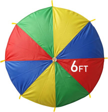 Rainbow Parachute for Kids, 6Ft Kids Parachute with Handles for 4-8 Children, Li