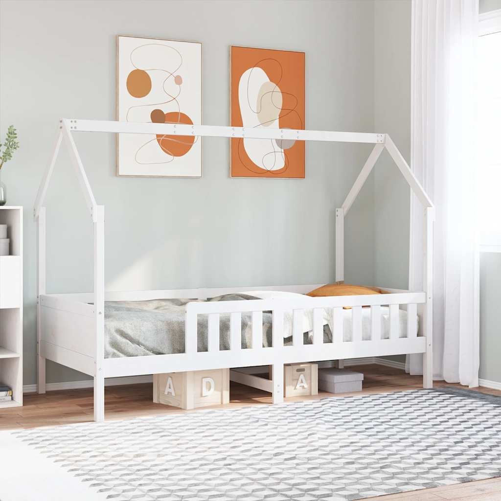 Giroletto Casetta Bambini Bianco 80x200 cm Legno Massello Pino 2805559