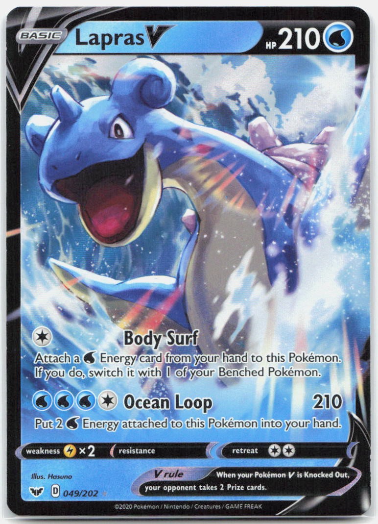 Lapras V 049/202 Holo V Rare Sword & Shield Pokemon Near Mint
