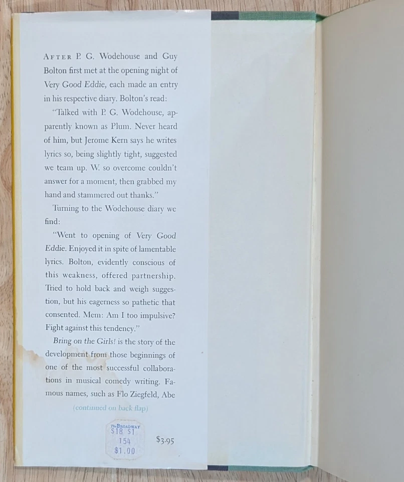 Bring on the Girls P.G. WODEHOUSE Guy Bolton First Edition 1st print HC DJ 1953 - Image 2 of 4