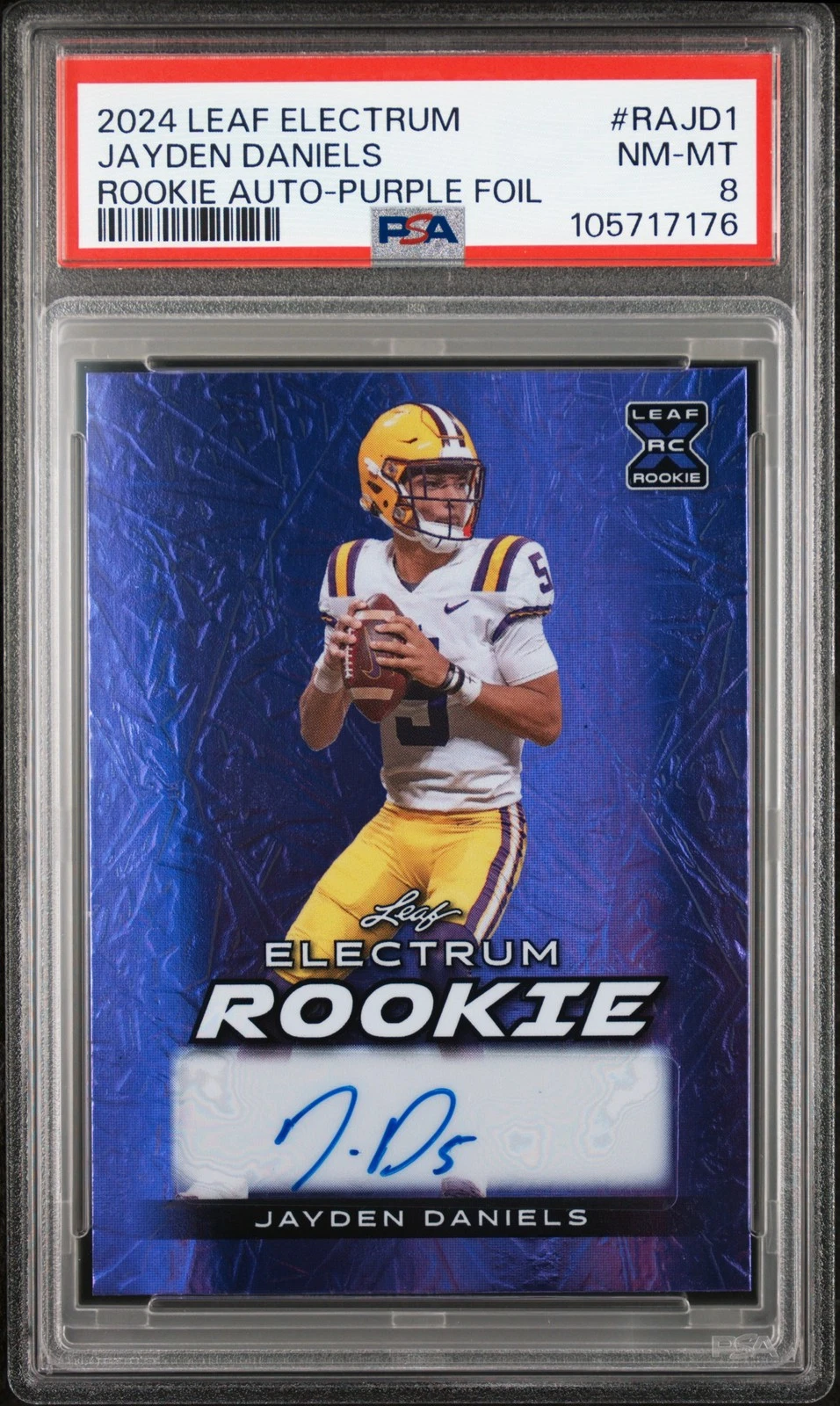 Jayden Daniels Leaf Electrum Rookie Autographs #RAJD1 Purple Foil