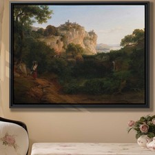 Pastoral Landscape Oil Painting Vintage Framed Canvas Wall Art Nature Decor