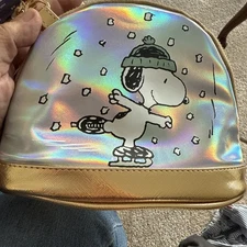 Peanuts Snoopy Bioworld Crossbody Bag Women Skater Silver And Gold Shimmer