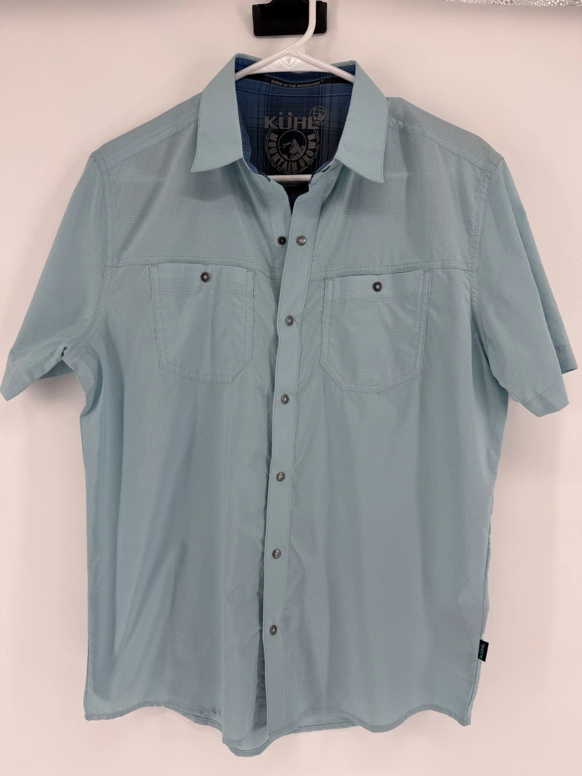 Kuhl Shirt Men's Small Eluxur Performance Quick Dry Hiking Short Sleeve