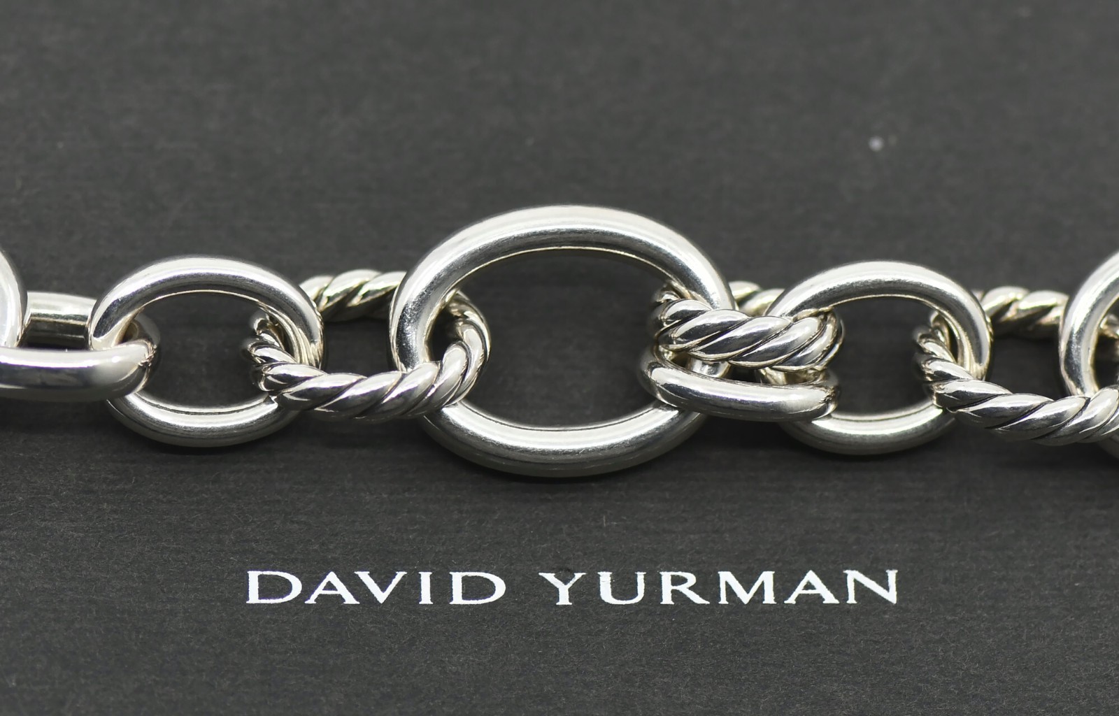 David Yurman Diamond Oval Link Sterling Silver Necklace