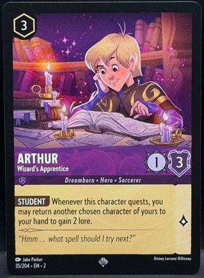 Disney Lorcana EN 2 ARTHUR Wizard's Apprentice #1 Super Rare(1) | BUY 4+ 40% OFF
