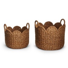 Set of 2 Woven Storage Baskets with Handles