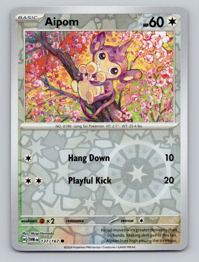 Reverse Holo Aipom 137/167 Common Twilight Masquerade Pokemon