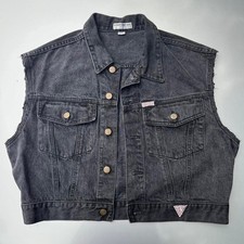 Vintage Georges Marciano for Guess sleeveless black denim jean jacket vest