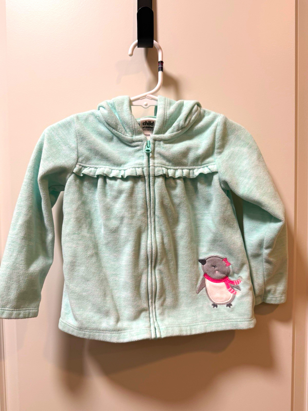 Child of Mine Girls 18-24M Mint Green Fleece Hooded Full Zip Jacket