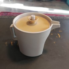 Vintage Tupperware Creamer Pitcher Almond Push Button Lid 1414-2 Made in USA